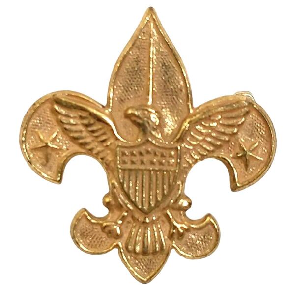 Boy Scout BSA Gold Tone Eagle Fleur De Lis Be Prepared Pin PAT 1911 - Picture 1 of 4